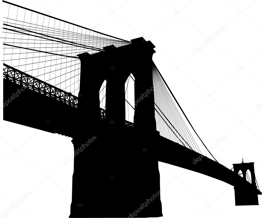 Silhouette of the Brooklyn bridge in New York