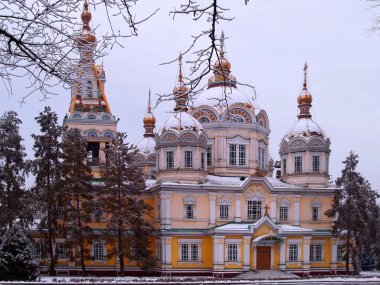 Almatı, Kazakistan, Orta Asya'da orthodoxe zenkov Katedrali,