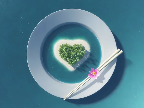 Paradise tropical island in the form of heart — Stock Photo, Image
