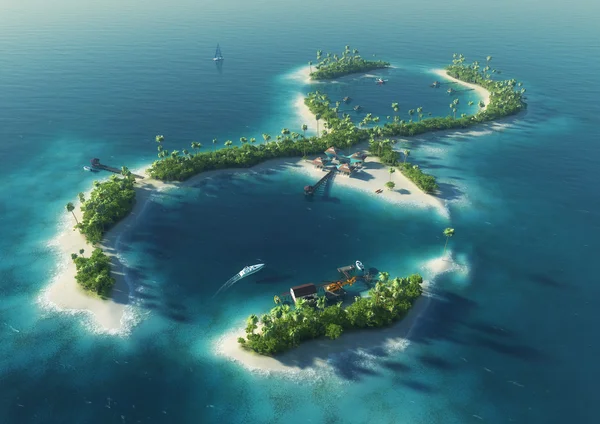 Raj tropikalny wyspa w formie znaku nieskończoności. nieskończona przyjemność — Zdjęcie stockowe