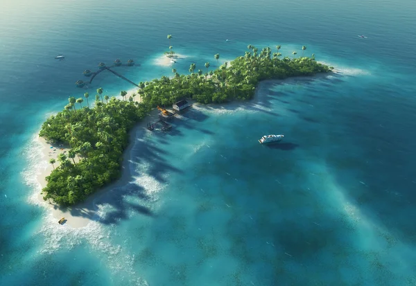 Raj tropikalny wyspa w postaci fali — Zdjęcie stockowe