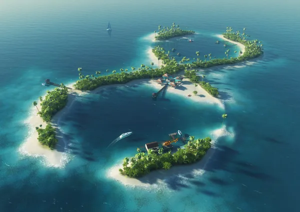 Paradijs tropisch eiland in de vorm van een oneindigheidsteken. oneindig plezier — Stockfoto