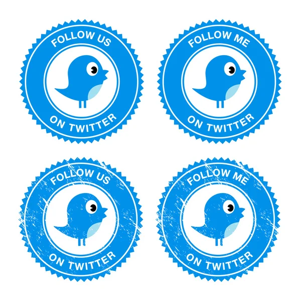 Twitter-der blaue Vogel-folgen-Etiketten — Stockvektor