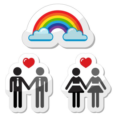 Raibnow gay couple icons clipart