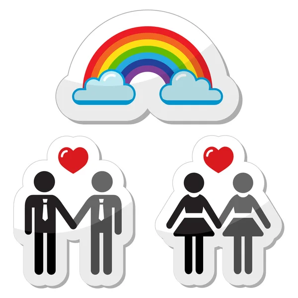 Raibnow gay par ikoner — Stock vektor