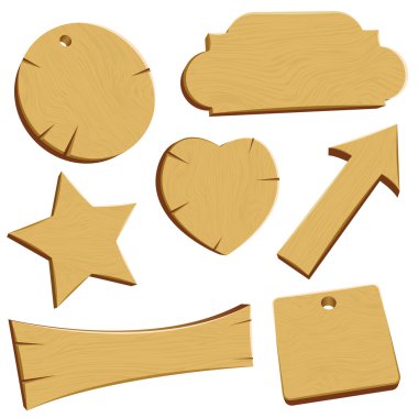 Wooden banners signs and labels clipart