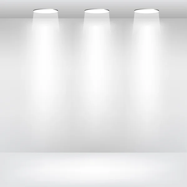 Scène de vitrine vide avec lumières — Image vectorielle