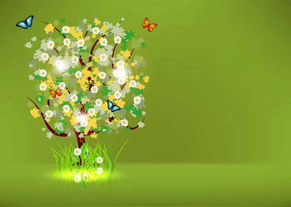 Blommande våren - sommaren träd — Stock vektor
