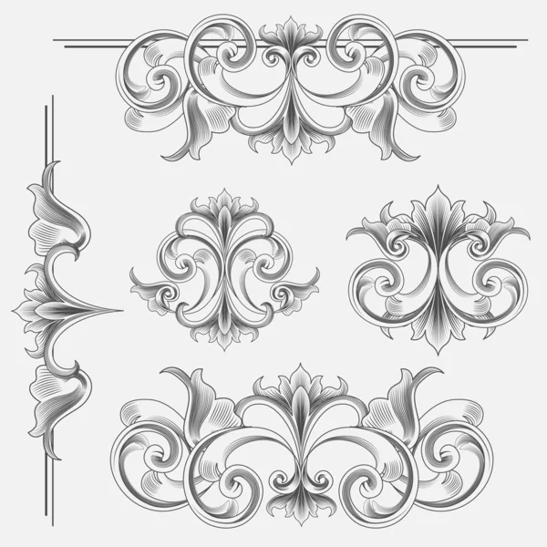 一連のビクトリア朝様式の装飾 — ストックベクタ