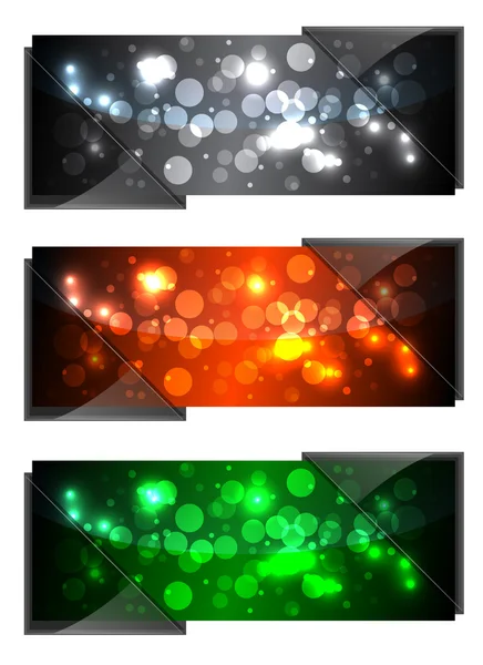 Bannières étincelantes brillantes avec verre foncé — Image vectorielle