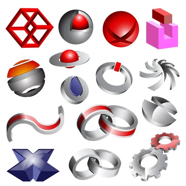 Logotipos 3d abstractos — Vector de stock