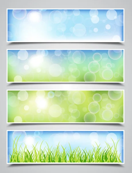 Collection of Spring Banners with Bokeh Effect — Stock Vector