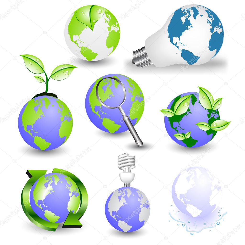 Vector globes with some floral elements