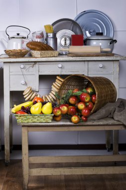 Old kitchen on a farm clipart