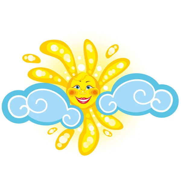 stock vector The bright sun in the clouds