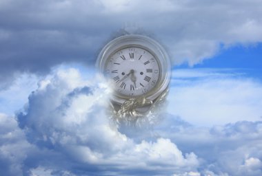 Time flies to end of world metaphor clipart