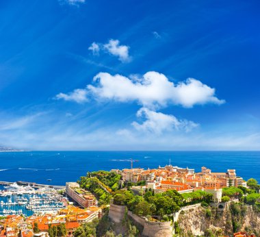Panoramic view of Monaco with palace and harbor clipart