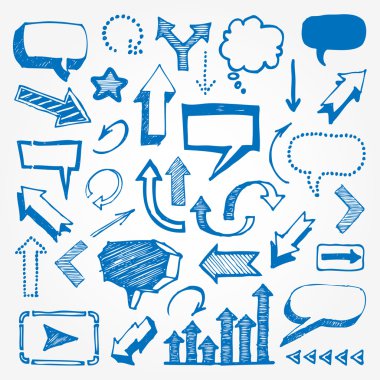 Arrows and speech bubbles set clipart