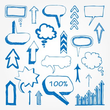 Arrows and speech bubbles set clipart