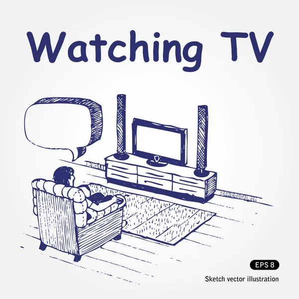 Stock vector Watching TV