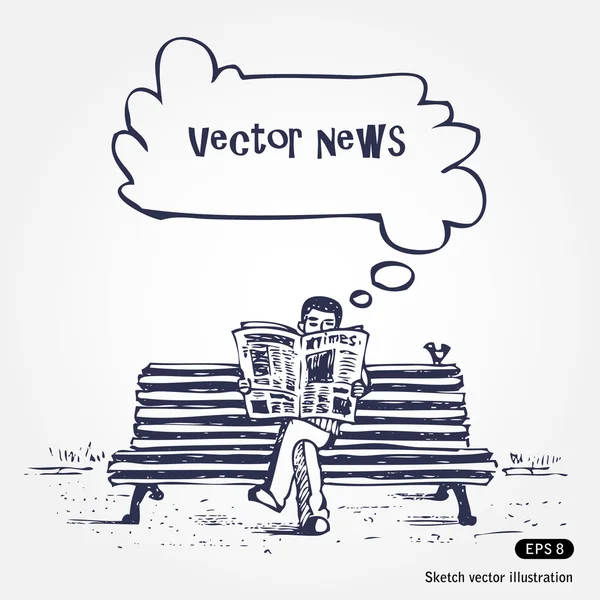 Férfi olvas újságot — Stock Vector