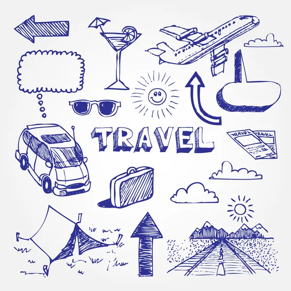 旅行图标设置 免版税图库插图