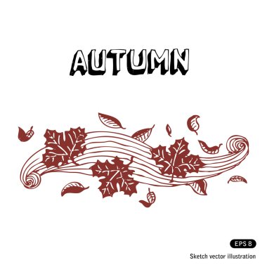 Autumn leaves and wind clipart