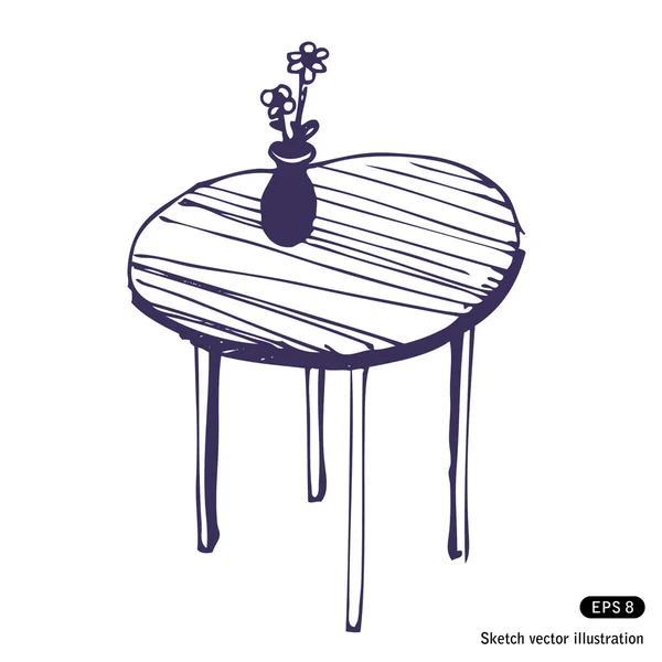 Bellissimo tavolo e vaso con fiori — Vettoriale Stock