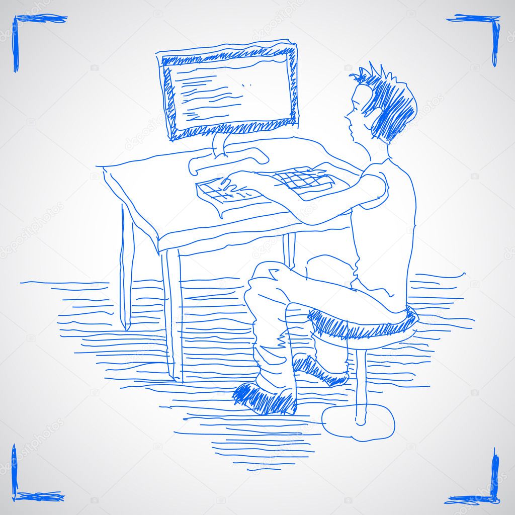 Man working with computer