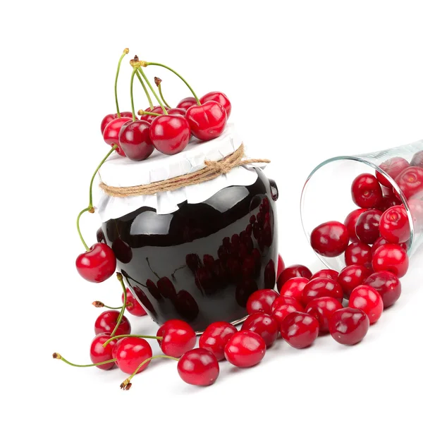 Cherry jam and cherry fruit — Stock Photo, Image