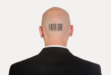 Man with bar code clipart