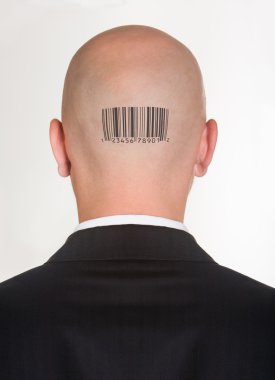 Man with bar code clipart