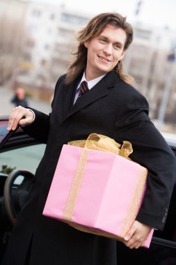 Man with gift clipart