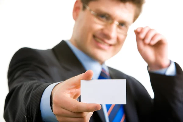 Man with blank card — Stock Photo, Image