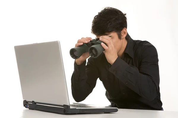 Manager with binoculars — Stock Photo, Image