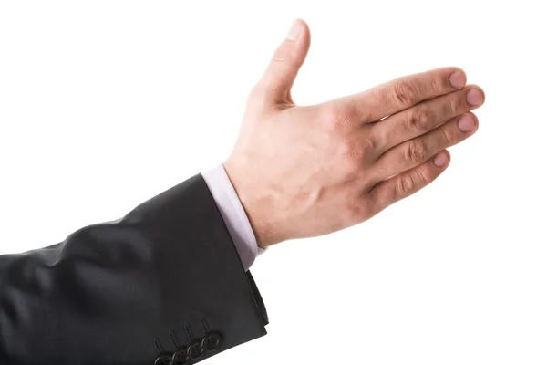 Foto de la palma humana dándole un apretón de manos — Foto de Stock