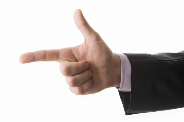 Photo of human hand with forefinger pointing straight — Stock Photo, Image