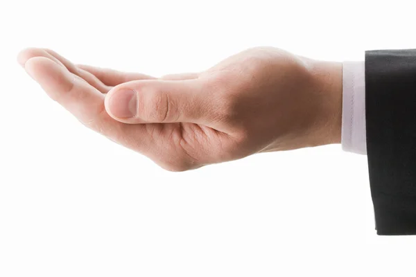 Bild der menschlichen Hand, die die Handfläche in Isolation hält — Stockfoto