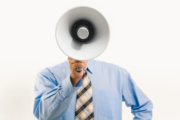 Speaking through megaphone — Stock Photo, Image