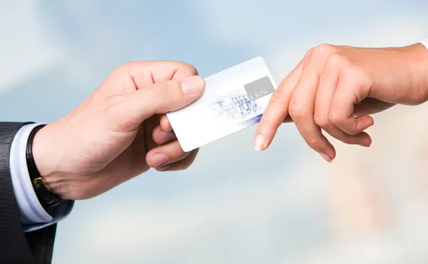 Transfer of credit card — Stock Photo, Image