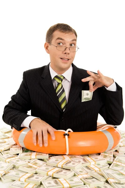 Homem dentro do dinheiro — Fotografia de Stock