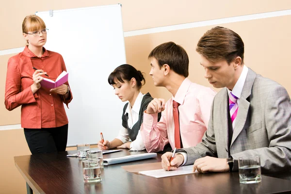 Consulting with teacher — Stock Photo, Image
