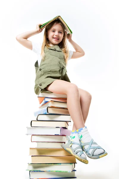 Schülerin mit Büchern — Stockfoto