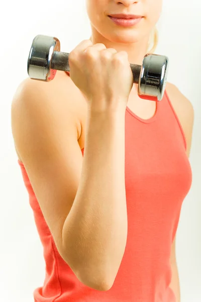 Woman with dumbbells — Stock Photo, Image