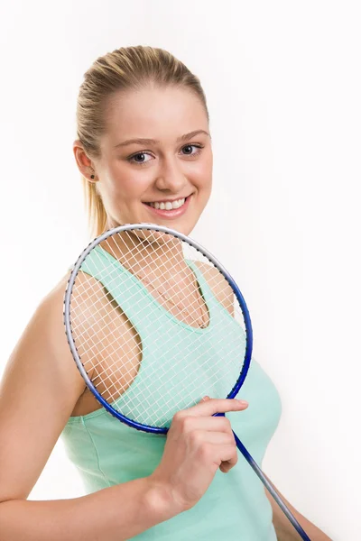 Girl with racquet — Stock Photo, Image