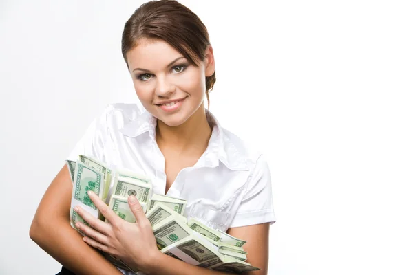 Woman with money Royalty Free Stock Images