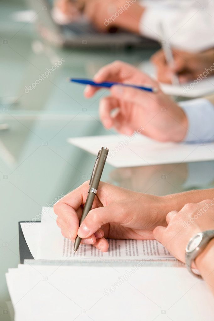 Hand writing on the document