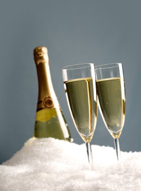 Champagne in snow clipart