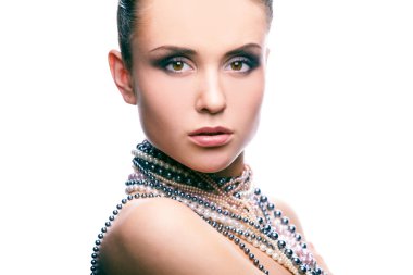 Portrait with pearls clipart