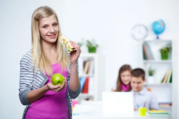 Student with food — Stock Photo, Image